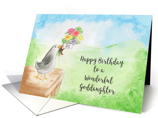 Happy Birthday, Wonderful Goddaughter, Bird with Flowers card