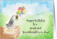 Happy Birthday, Wonderful Granddaughter in Law, Bird with Flowers card