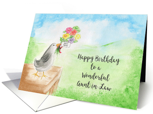 Happy Birthday, Wonderful Aunt in Law, Bird with Flowers card