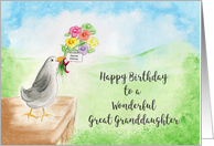 Happy Birthday, Wonderful Great Granddaughter, Bird with Flowers card