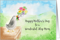 Happy Mother’s Day Wonderful Step Mom, Bird, Flowers card