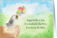 Happy Mother’s Day Wonderful Step Mom from Across Miles, Bird, Flowers card