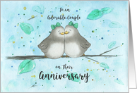 Lesbian Happy Anniversary Adorable Couple Cute Cartoon Lovebirds card