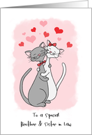 Happy Valentines Brother and Sister in Law Happy Cartoon Cats in Love card