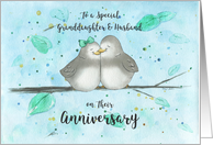 Happy Anniversary Granddaughter and Husband, Cute Cartoon Lovebirds card