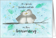 Happy Anniversary Special Grandson and Wife, Cute Cartoon Lovebirds card