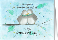 Gay Happy Anniversary Grandson and His Husband Cute Cartoon Lovebirds card