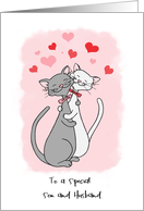 Gay Happy Valentines Special Son and Husband Cartoon Cats in Love card