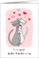 Gay Happy Valentines Brother and Brother in Law Cute Cats in Love card