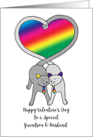 Gay Happy Valentines Special Grandson and Husband Cute Cat Couple card