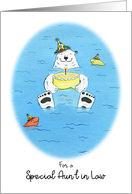 Happy Birthday Special Aunt in Law, Polar Bear in Water Holding Cake card