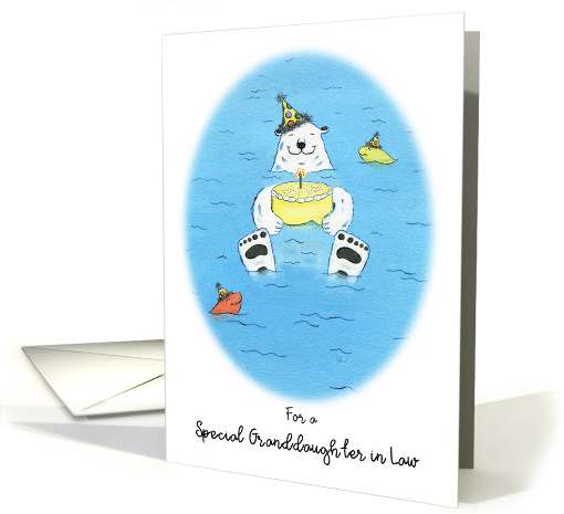 Happy Birthday Special Granddaughter in Law, Polar Bear with Cake card