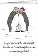 Grandson and Wife Congratulations on Expecting a Child Penguins Egg card