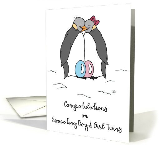 Congratulations on Expecting Boy and Girl Twins Penguin... (1686252)