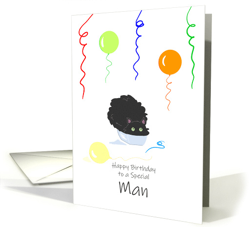Special Man Birthday Funny Fluffy Black Cat in Tiny Box card (1724314)