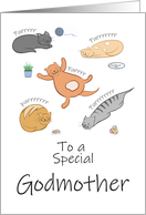 Godmother Birthday Funny Cartoon Cats Sleeping and Purring card