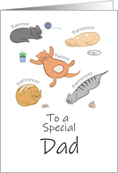Dad Birthday Funny Cartoon Cats Sleeping and Purring card
