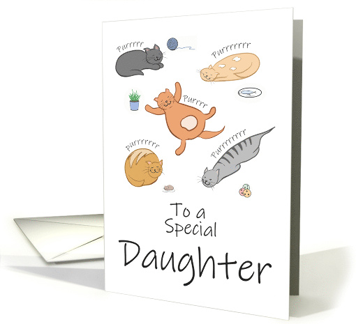 Daughter Birthday Funny Cartoon Cats Sleeping and Purring card