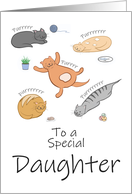Daughter Birthday Funny Cartoon Cats Sleeping and Purring card