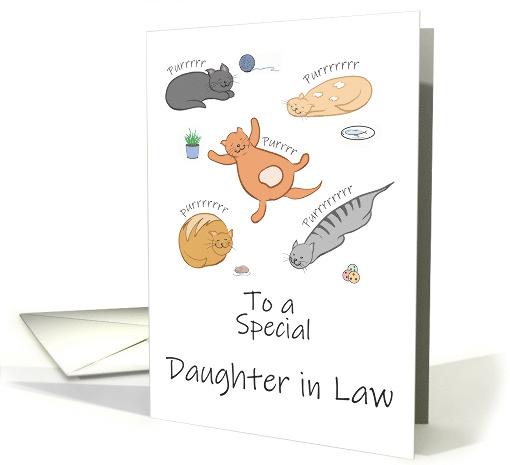 Daughter in Law Birthday Funny Cartoon Cats Sleeping and Purring card