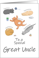 Great Uncle Birthday Funny Cartoon Cats Sleeping and Purring card