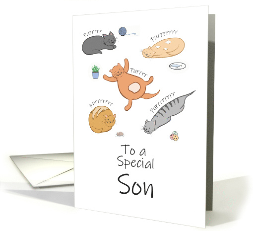 Son Birthday Funny Cartoon Cats Sleeping and Purring card (1725216)