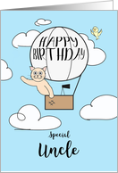 Uncle Birthday Across the Miles Cute Cat in Hot Air Balloon card