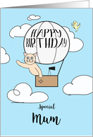 MUM Birthday Across the Miles Cute Cat in Hot Air Balloon card