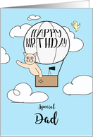 Dad Birthday Across the Miles Cute Cat in Hot Air Balloon card