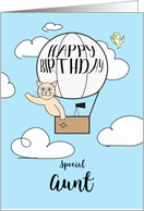 Aunt Birthday Across the Miles Cute Cat in Hot Air Balloon card