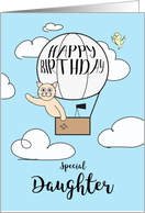 Daughter Birthday Across the Miles Cute Cat in Hot Air Balloon card
