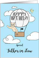 Father in Law Birthday Across the Miles Cute Cat in Hot Air Balloon card