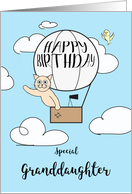 Granddaughter Birthday Across the Miles Cute Cat in Hot Air Balloon card