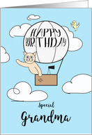 Grandma Birthday Across the Miles Cute Cat in Hot Air Balloon card