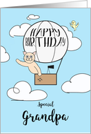 Grandpa Birthday Across the Miles Cute Cat in Hot Air Balloon card