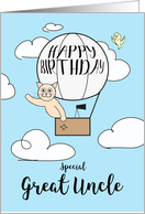 Great Uncle Birthday Across the Miles Cute Cat in Hot Air Balloon card