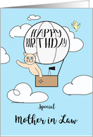 Mother in Law Birthday Across the Miles Cute Cat in Hot Air Balloon card