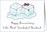 Husband Anniversary Humorous Cartoon Ice Cubes Happily Stuck Together card