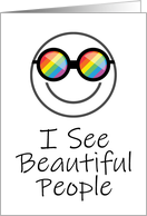 Happy Pride Month I See Beautiful People Rainbow Reflection in Glasses card