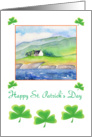 Saint Patrick’s day- shamrocks and traditional Irish cottage card