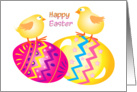 Happy Easter with Easter eggs and Fluffy chicks card