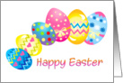 Happy Easter with decorated Easter eggs card