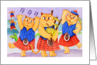 Tartan cats,and bagpipes, five musical cats card