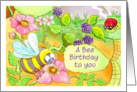 Happy Birthday,with bee and ladybird card