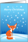 Merry Christmas- red fox and snowflakes card