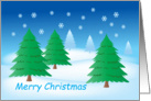 Merry Christmas-fir trees and snowflakes card