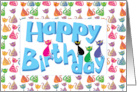 A Happy Birthday Card with Colorful Cats card