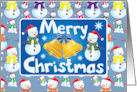 A Merry Christmas Card with Snowmen and Jingle Bells card