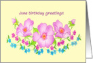 June birthday greetings card