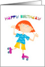 Happy Birthday girl on rollerskates card